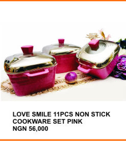LOVE SMILE 11PCS NON STICK COOKWARE SET PINK
