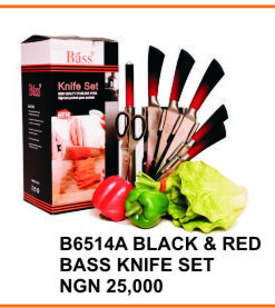 B6514A BLACK & RED BASS KNIFE SET